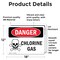 Signmission Chlorine Gas Danger Sign, Vinyl Decal, 18in W x 12in L, 2PK OS-2PACK-DS-D-1218-L-2000 - alternate 4